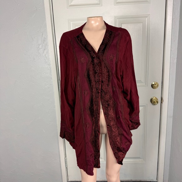 Holy Clothing Tops - NEW Holy Clothing Women's Shirt 3X Boo Plus Size Embroidered Cardigan Rayon QQ6
